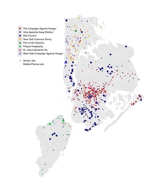 Map of NYC Roundtable distribution sites