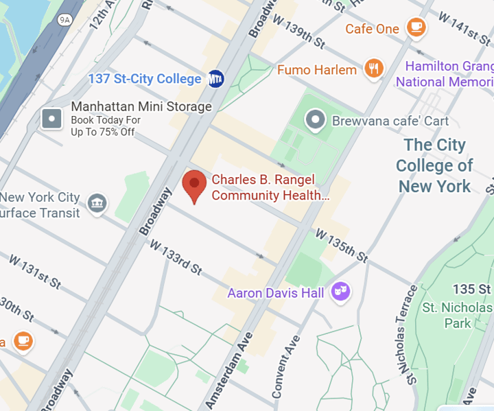 map showing the location of Charles B Rangel Community Health