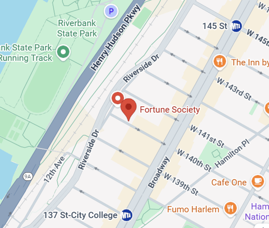 map showing the location of Fortune Society
