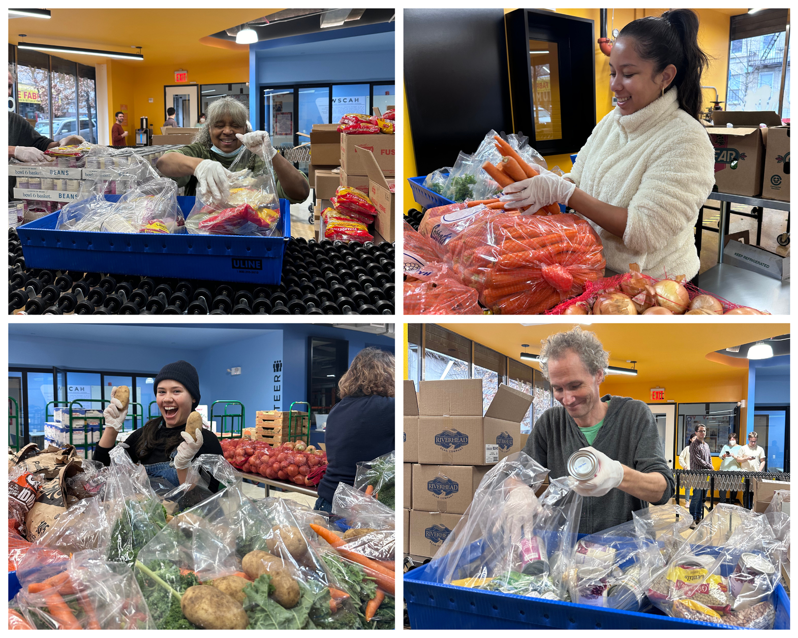Volunteers packing food at 180th street