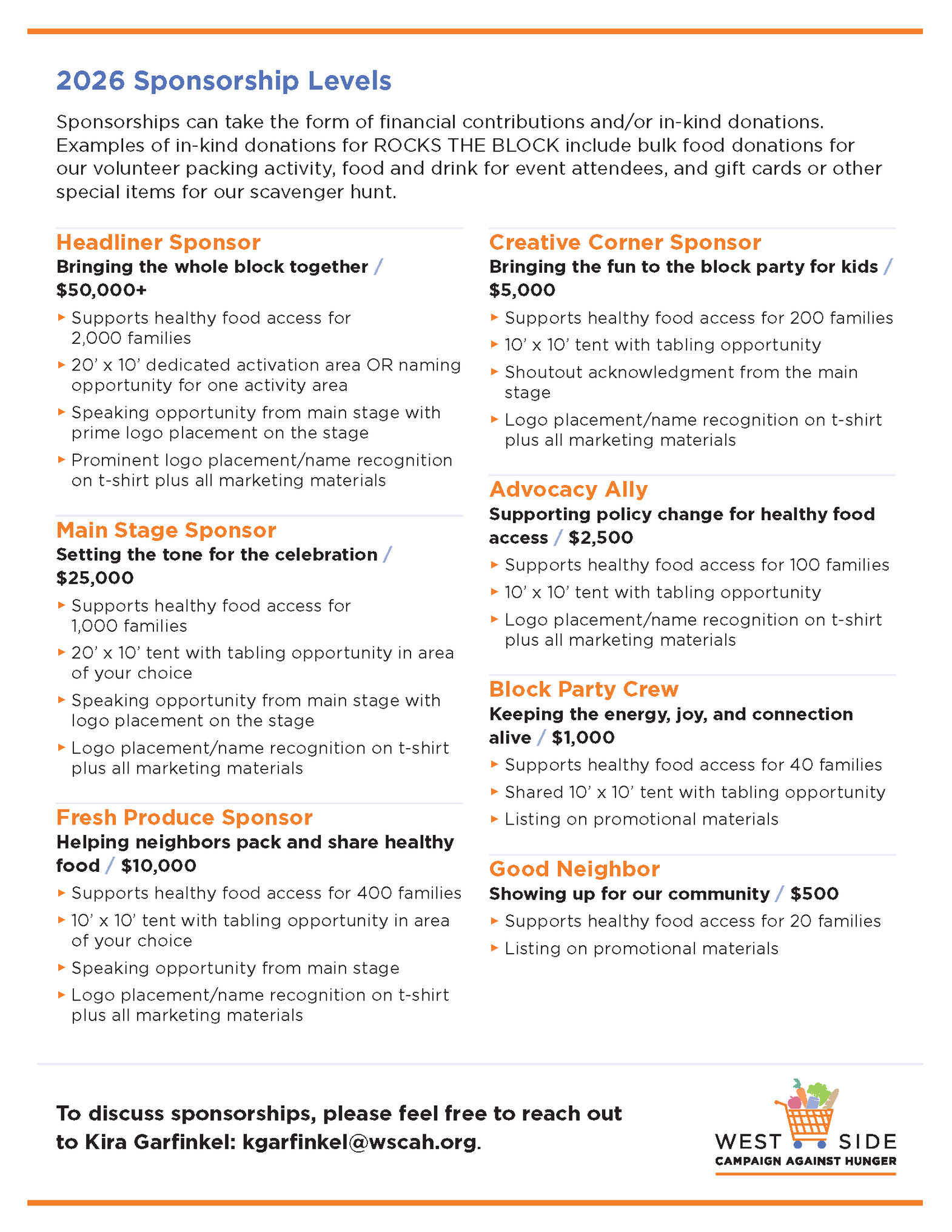 Sponsorships overview for RTB 2026